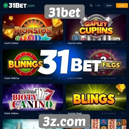 Diversidade de jogos disponíveis na plataforma 31bet